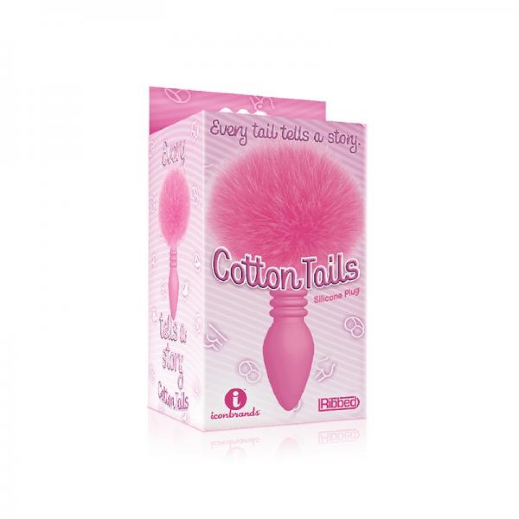 The 9s Cottontails Bunny Tail Butt Plug - Ribbed Pink