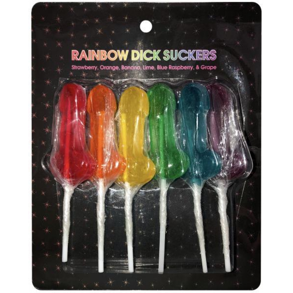 Rainbow Dick Suckers - Assorted Colors & Flavors (6 Count)