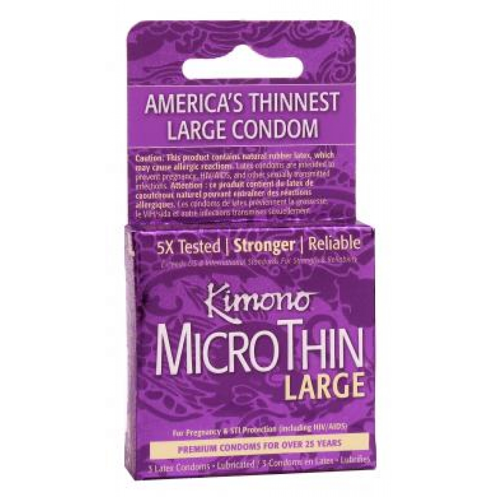 Kimono Microthin Large Latex Condoms - 3 Pack