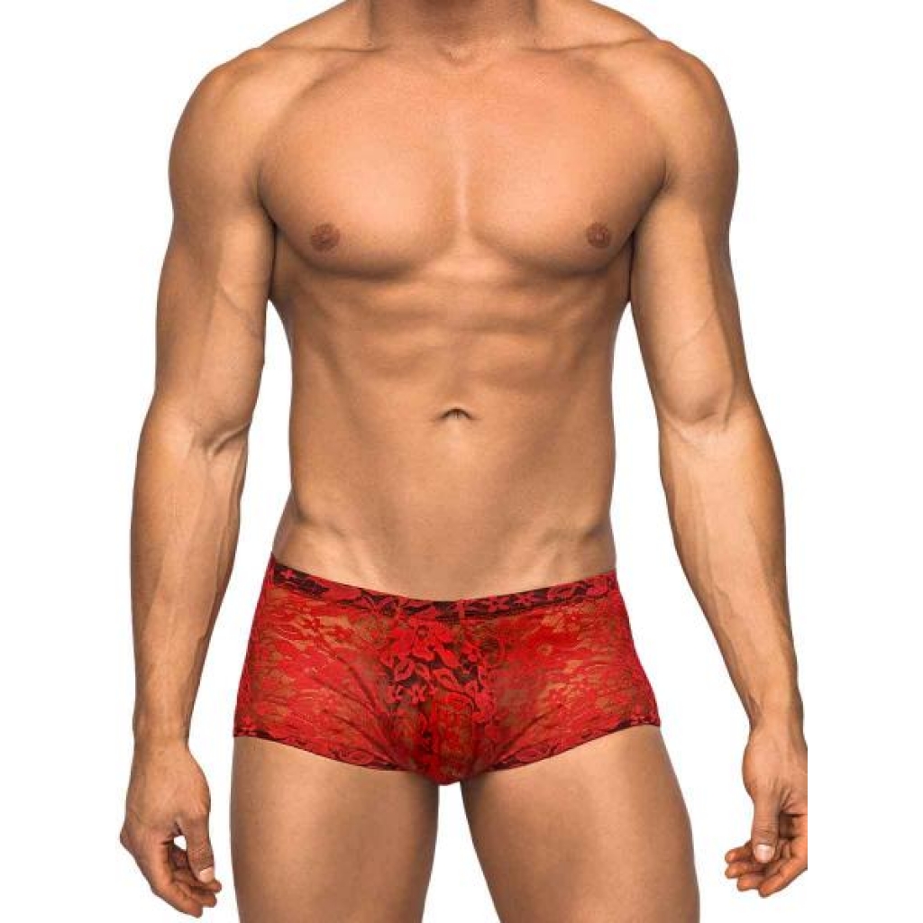 Mini Shorts Stretch Lace - Large - Red