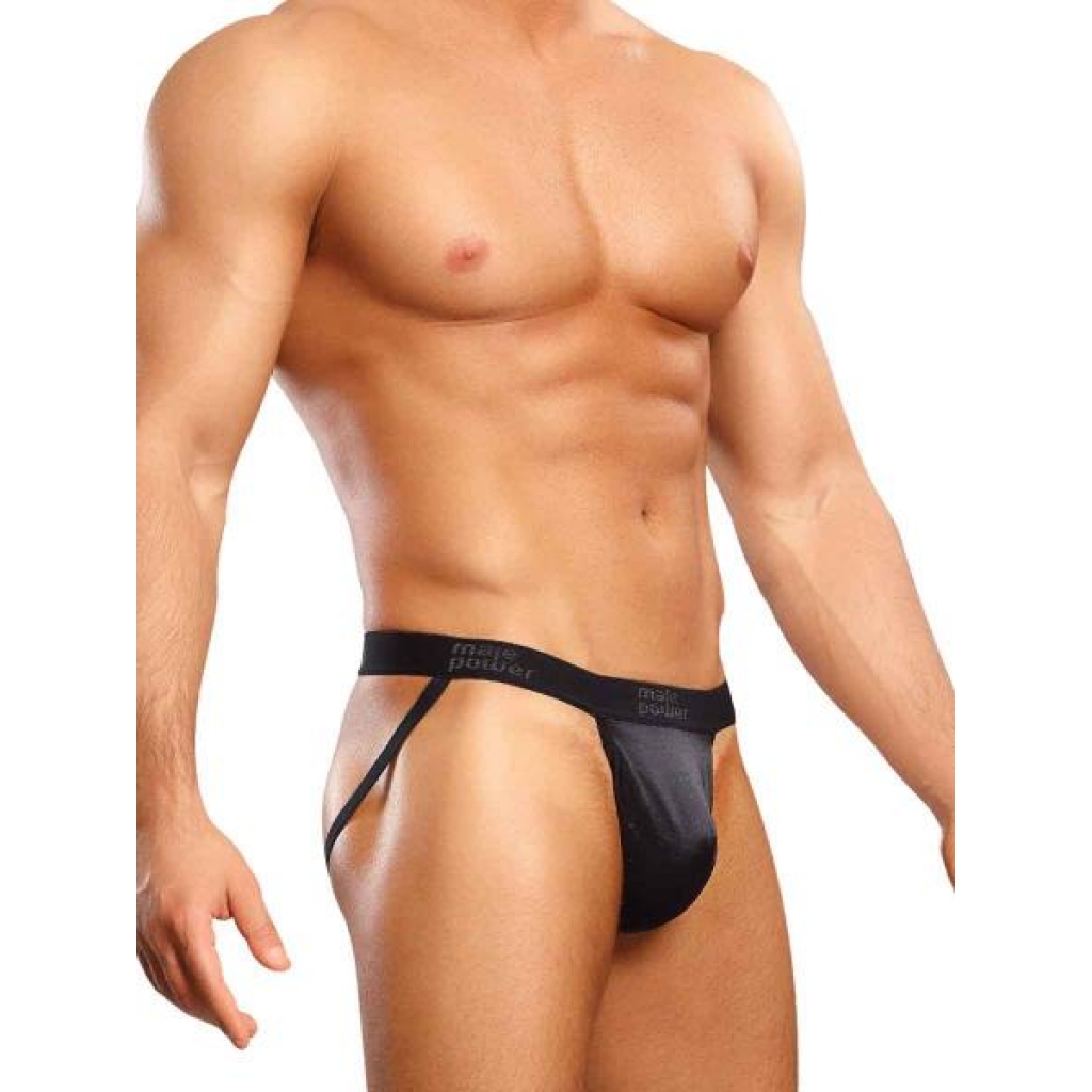 Male Power Satin Lycra Jock Strap - Black S/M