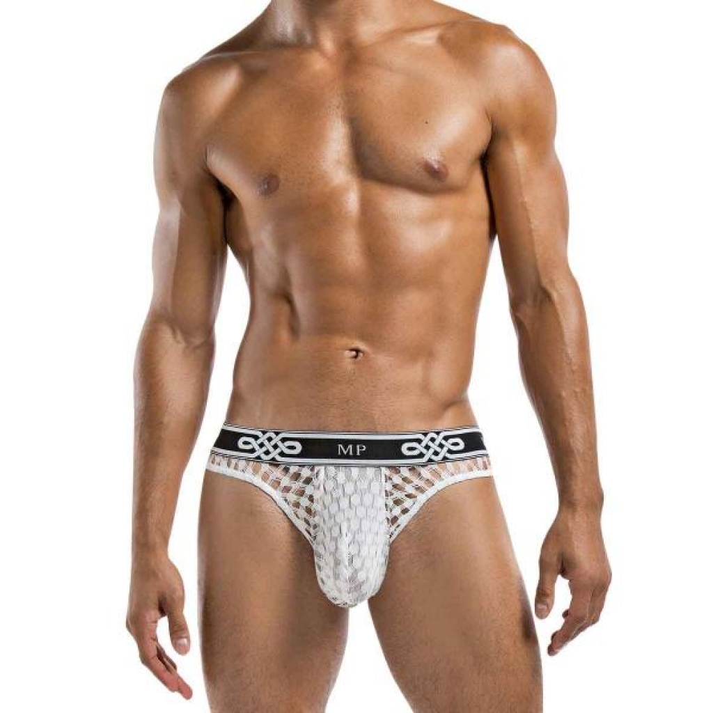 Peep Show Lo Rise Thong - White Size S/M