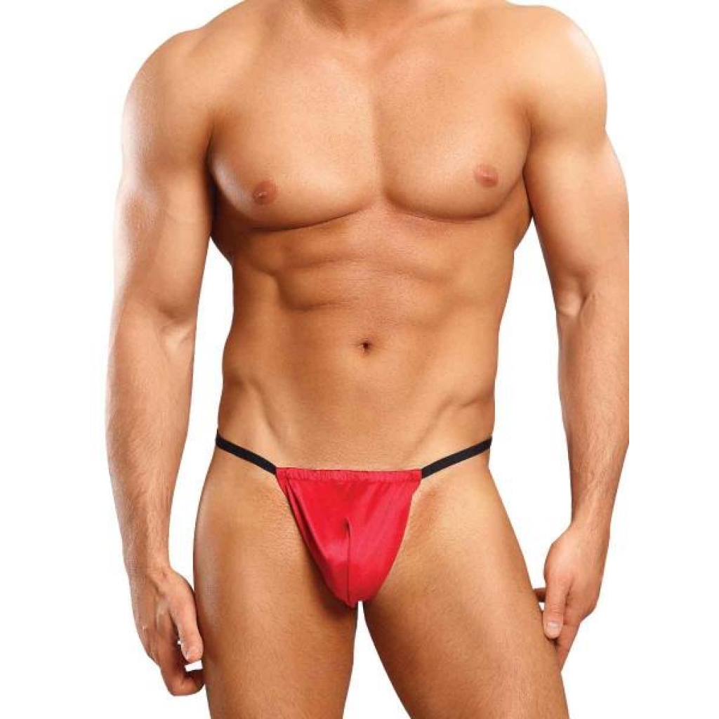 Male Power Satin Lycra Posing Strap - Red O/S