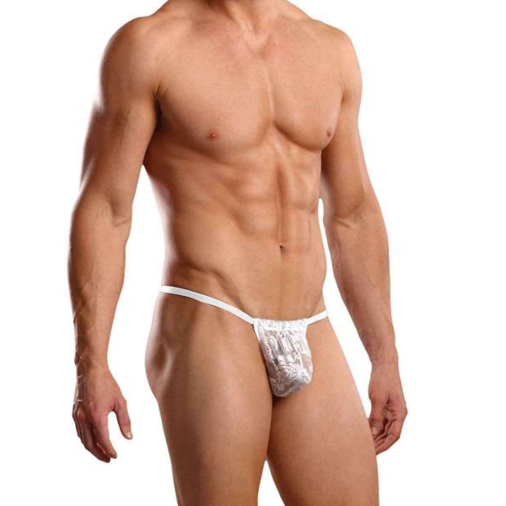 Male Power Posing Strap - Stretch Lace White O/S