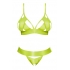 Strap Tease Bra & Crotchless Panty Neon Yellow 2XL