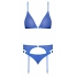 Sassy Bra, Garter, and Rouched Panty Set in Cobalt