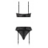 Ooh La Lace Demi Bra, Garter & Tanga Black 2XL