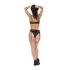 Ooh La Lace Demi Bra, Garter & Tanga Set - Black L/XL