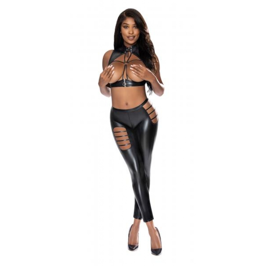 Liquid Onyx Open Vest & Leggings Set in Black – S/M