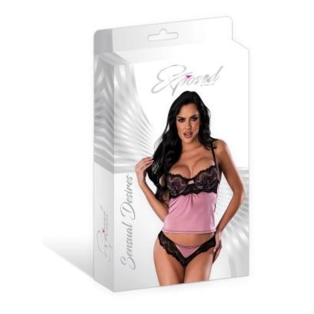 Sensual Desires Cami and Cheeky Panty Set - Mauve - L/XL