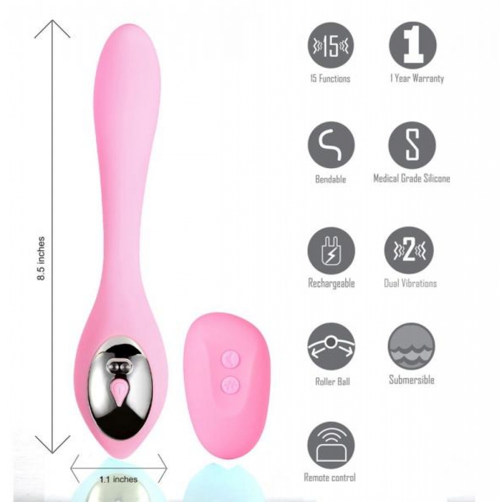 Harmonie Pink Bendable Dual Vibrator with Remote Control