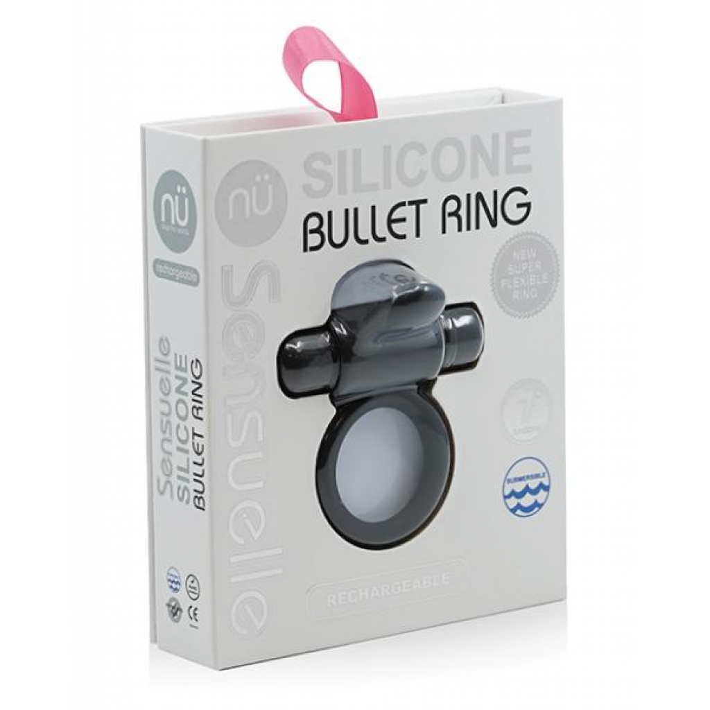 Sensuelle Silicone Bullet Ring - Navy Black