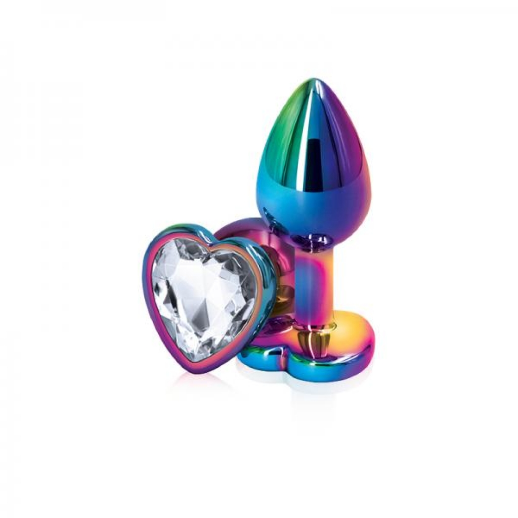 Rear Assets Multicolor Heart Small Clear Butt Plug