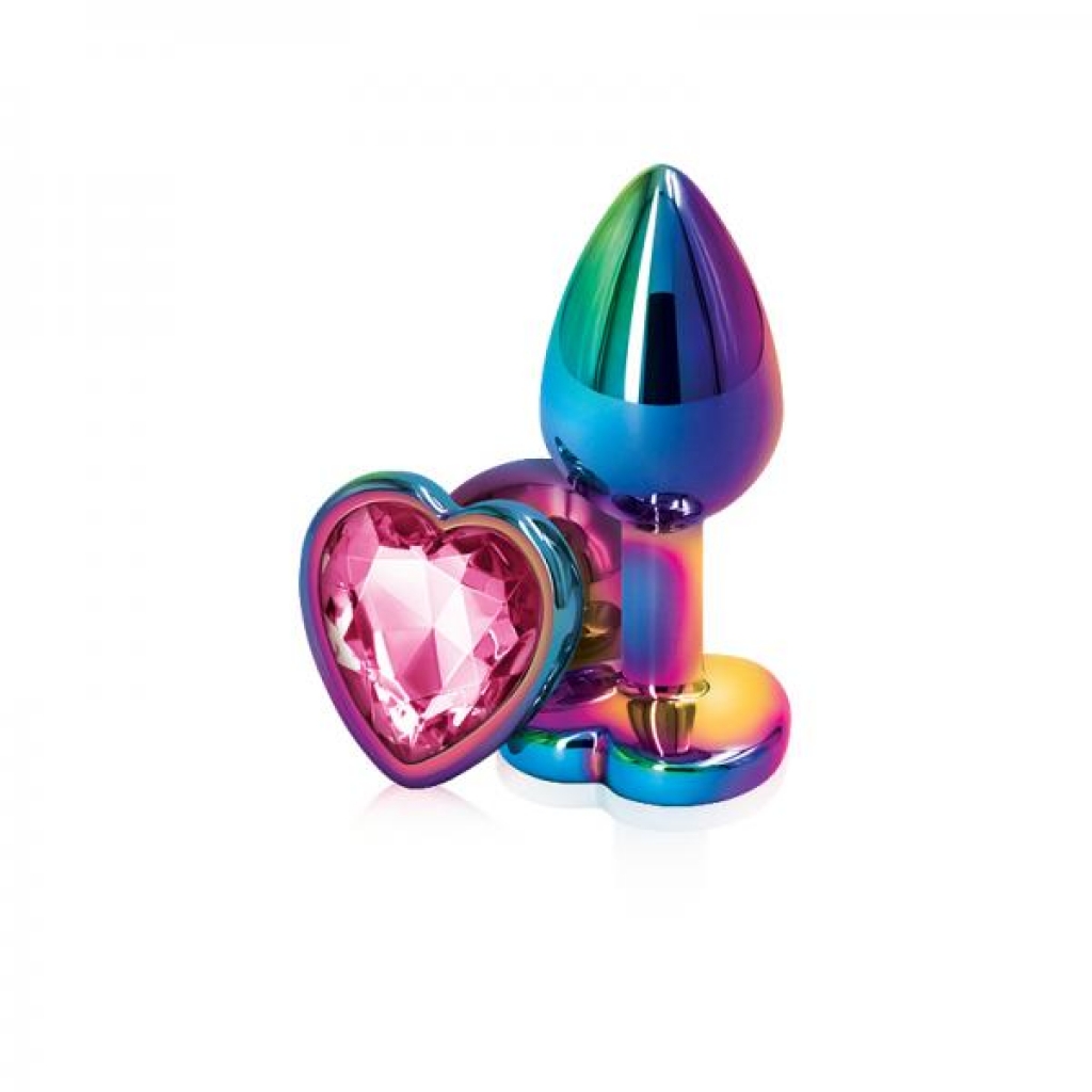 Rear Assets Multicolor Heart Small Pink Butt Plug