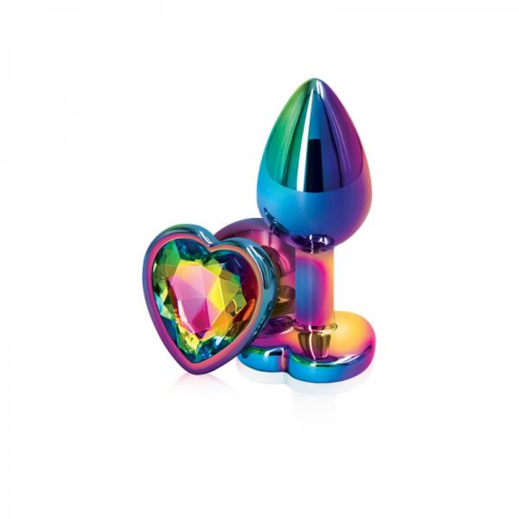 Rear Assets Multicolor Heart Small Rainbow Butt Plug