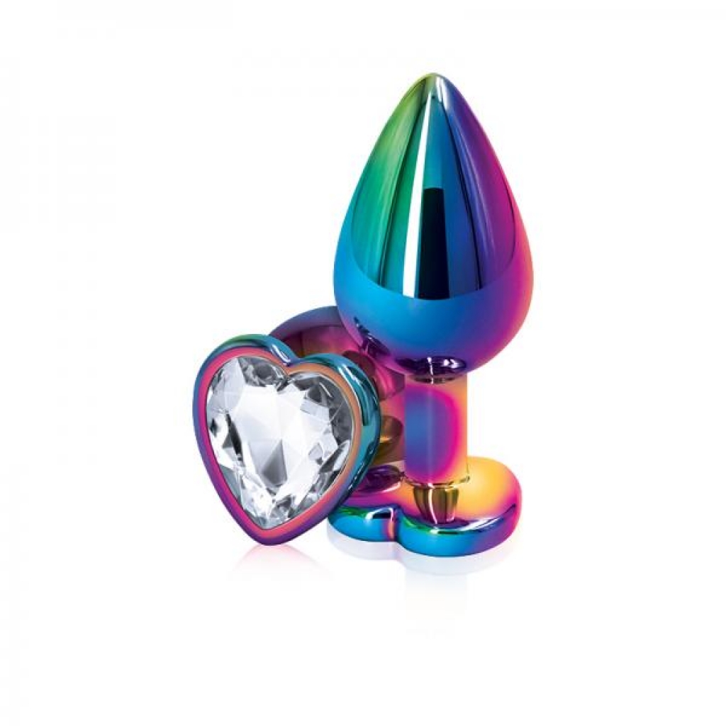 Multicolor Heart Medium Clear Butt Plug