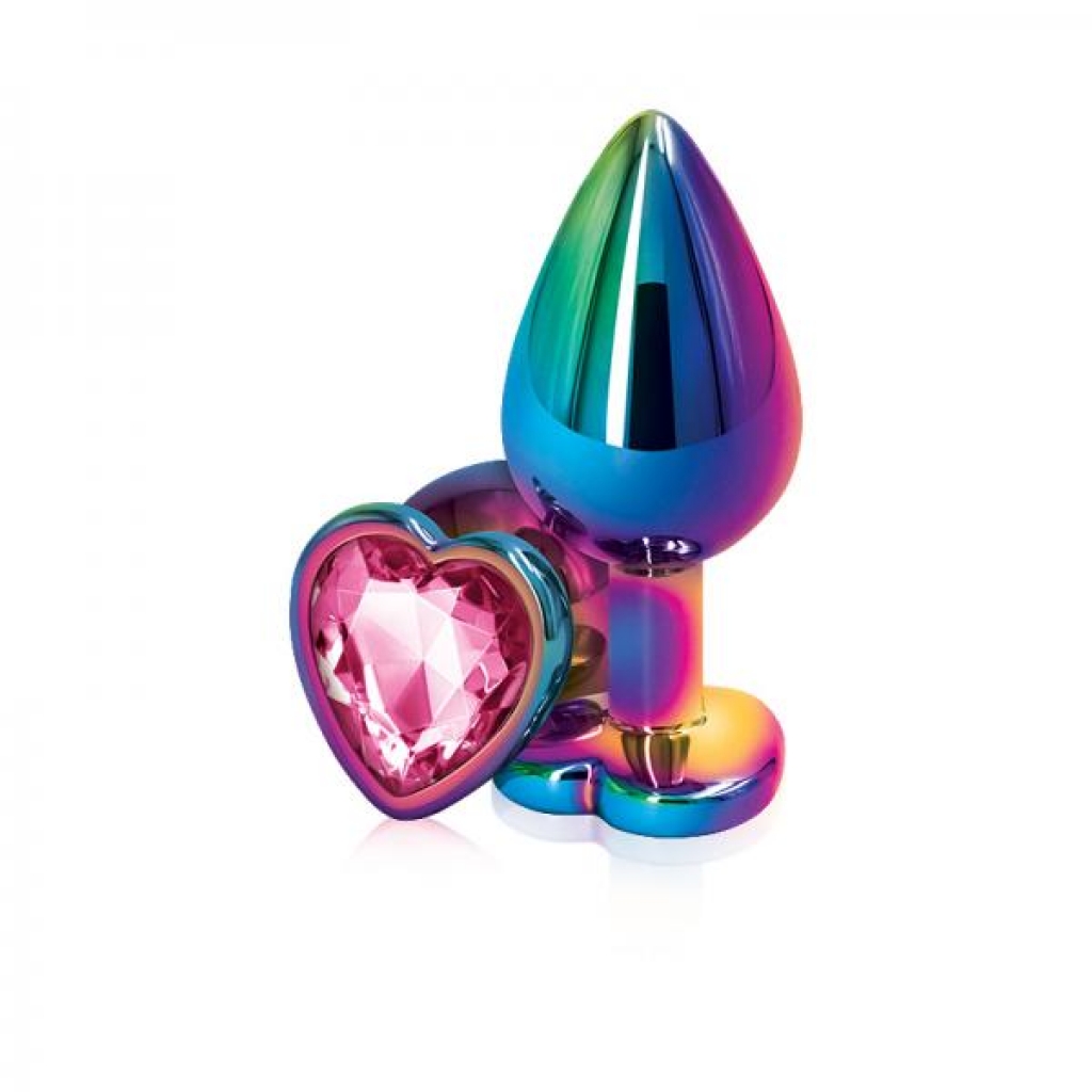 Rear Assets Multicolor Heart Medium Pink Butt Plug