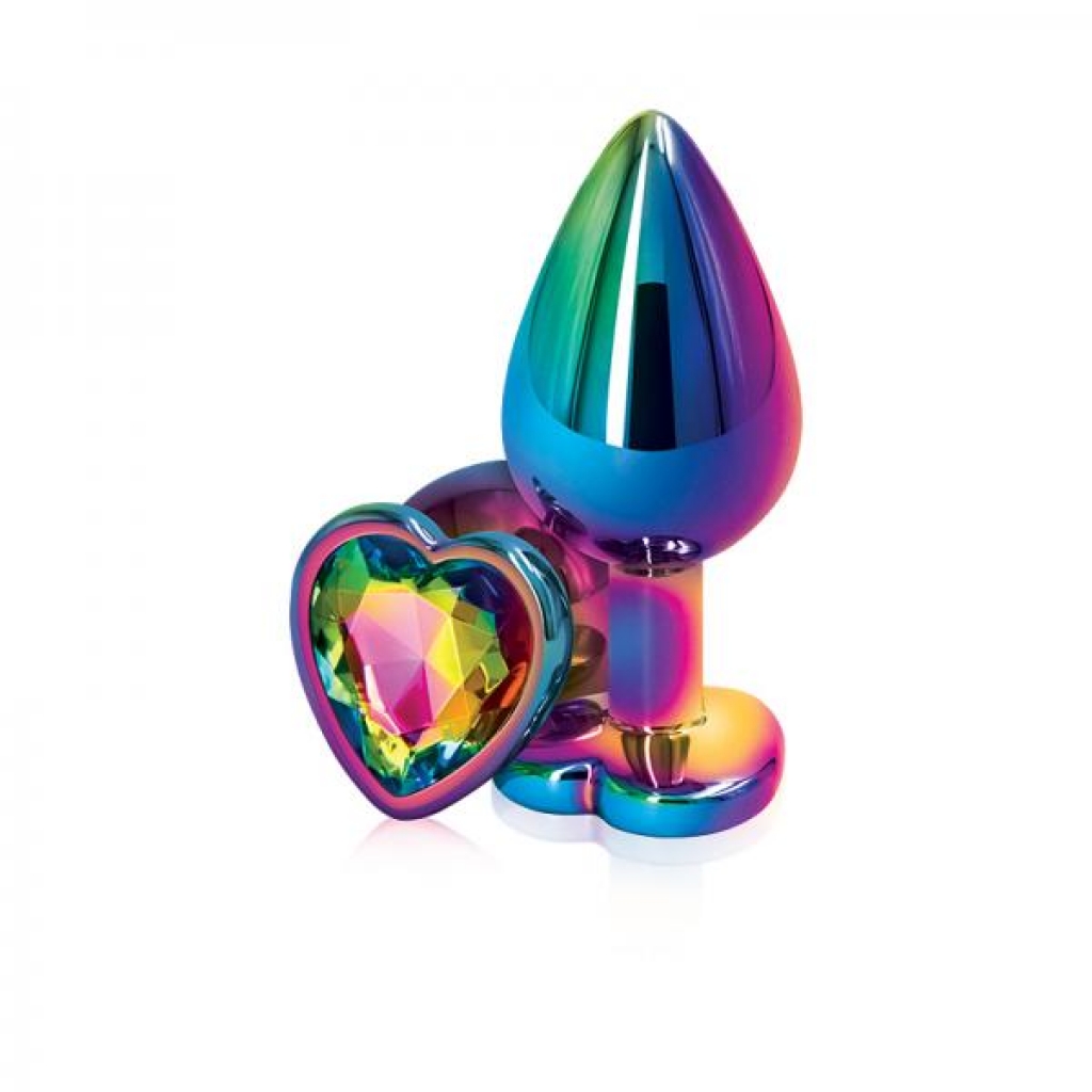 Vibrant Multicolor Heart Medium Rainbow Butt Plug