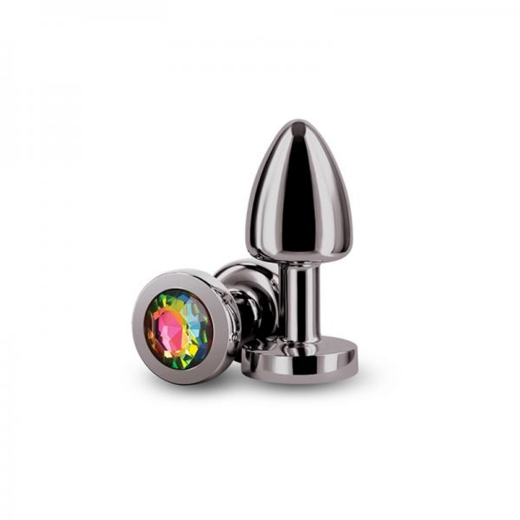 Rear Assets Petite Gunmetal Rainbow Butt Plug