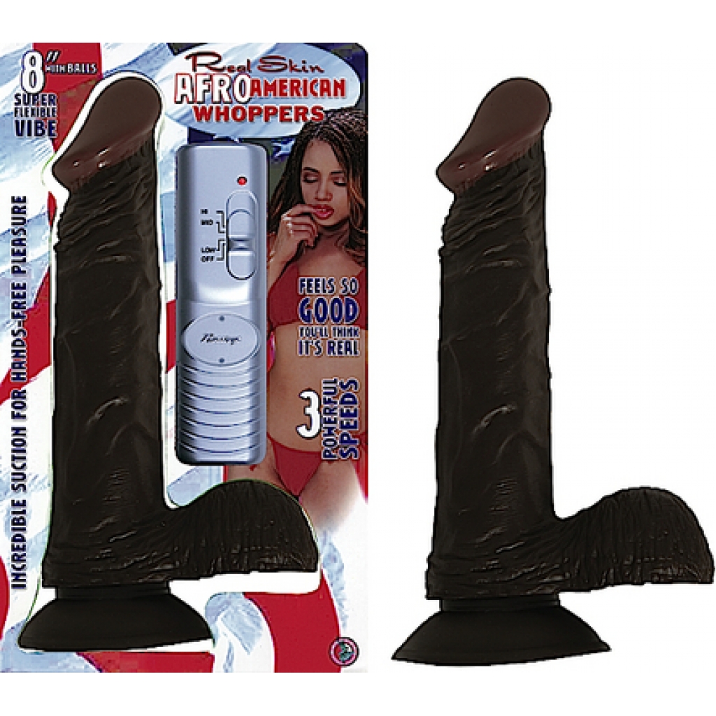 All American Whopper 8 inches Vibrating Dildo, Balls Brown