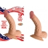 All American Whopper 5 Inches Curved Dong, Balls Beige