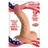 All American Whopper 5 Inches Curved Dong, Balls Beige