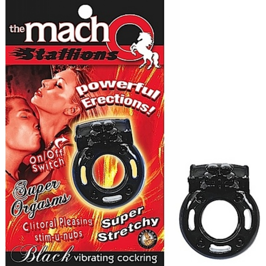 Macho Stallions Vibrating Penis Ring - Black