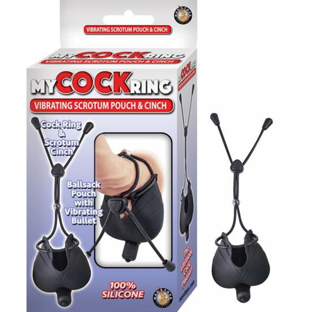 My Penisring Vibrating Scrotum Pouch & Cinch - Black