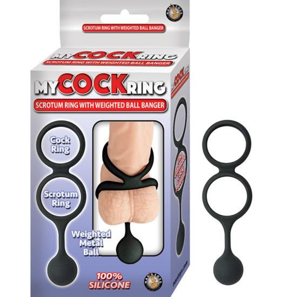 My Penisring Vibrating Scrotum Weighted Ball Banger - Black