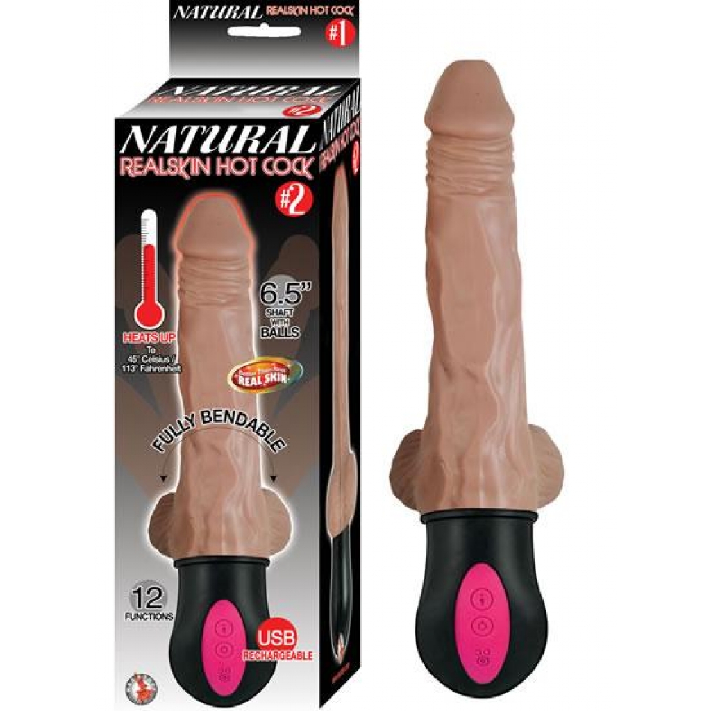 Natural Realskin Hot Penis - 2 Brown Vibrating Dildo