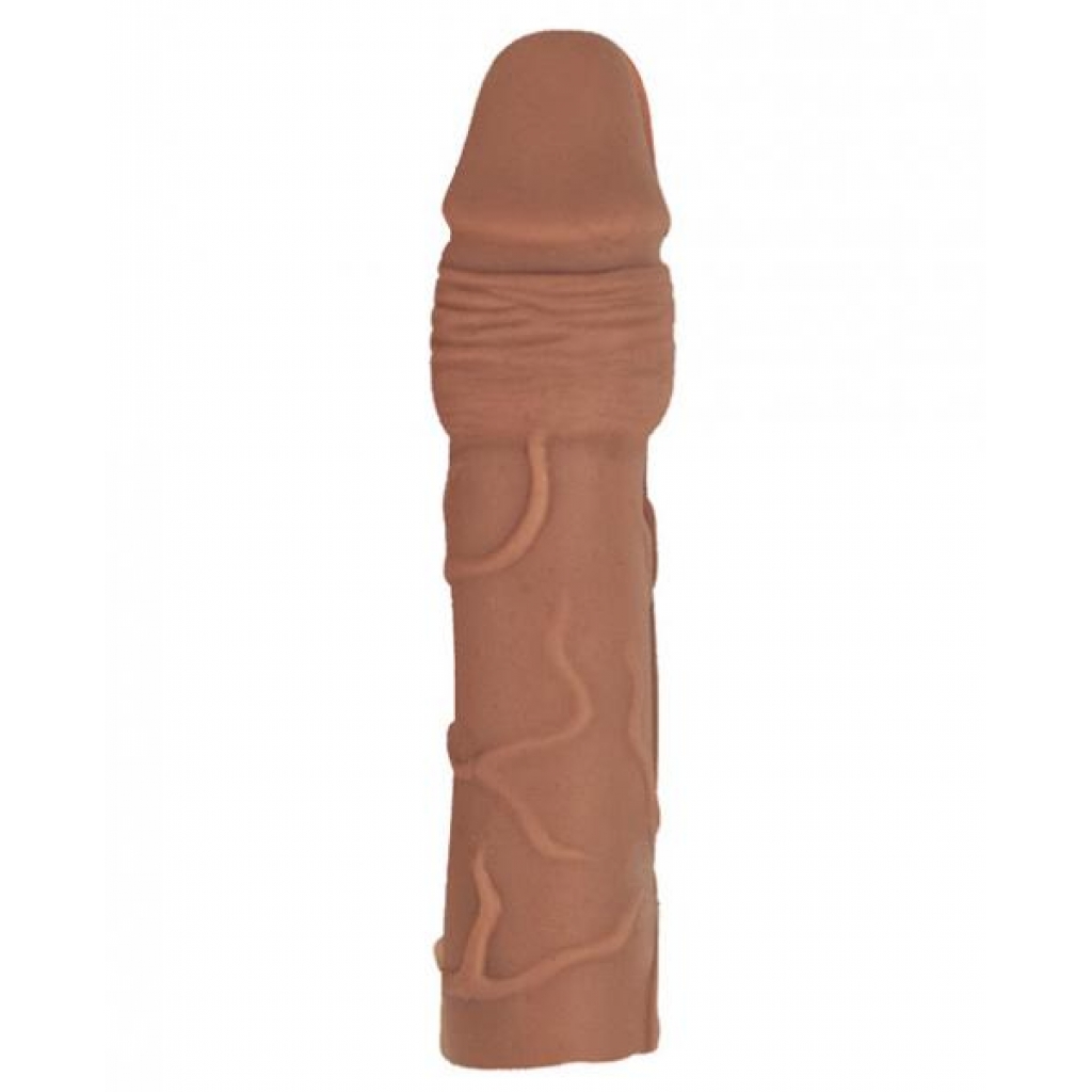 Natural Realskin Penis Extender with Vibrating Bullet - Brown