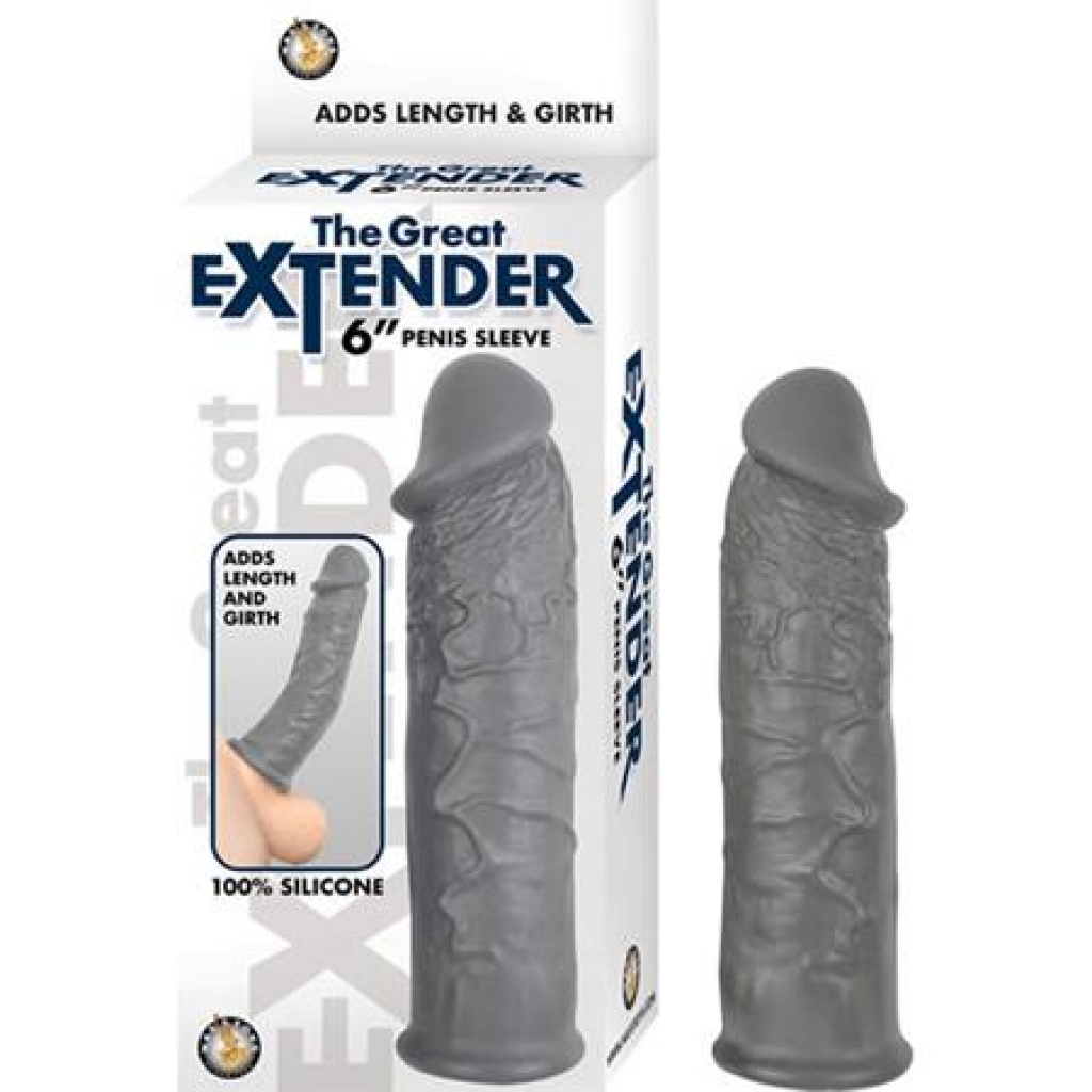 The Great Extender Penis Sleeve - 6 Inches Gray