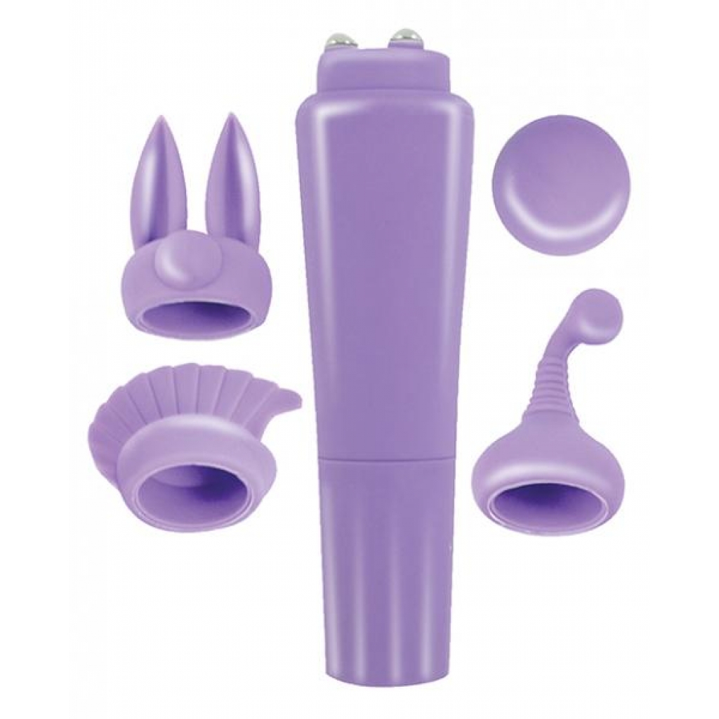 Intense Clit Teaser Kit Purple Mini Massager with 4 Heads