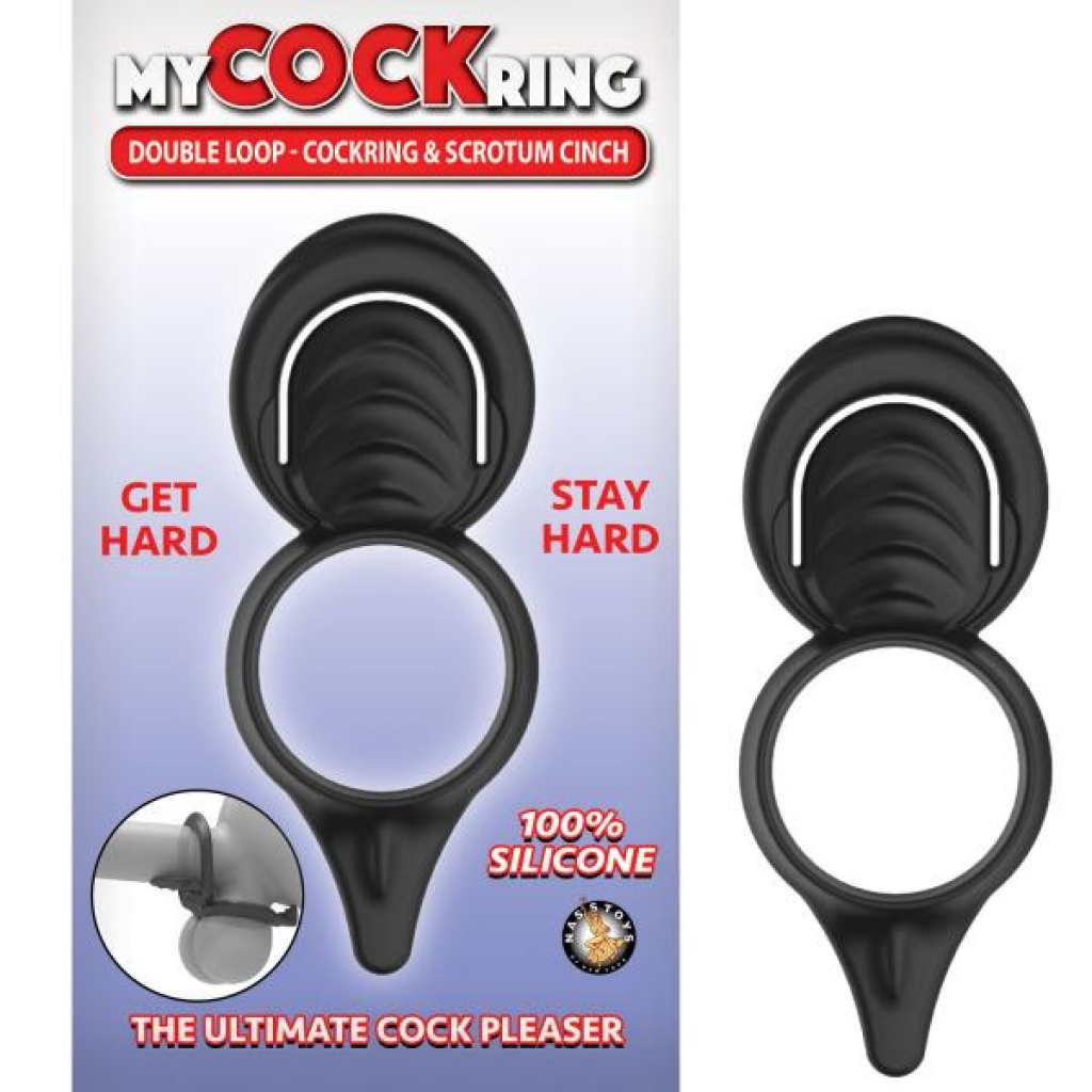 My Penisring Double Loop Penis Ring & Scrotum Cinch - Black