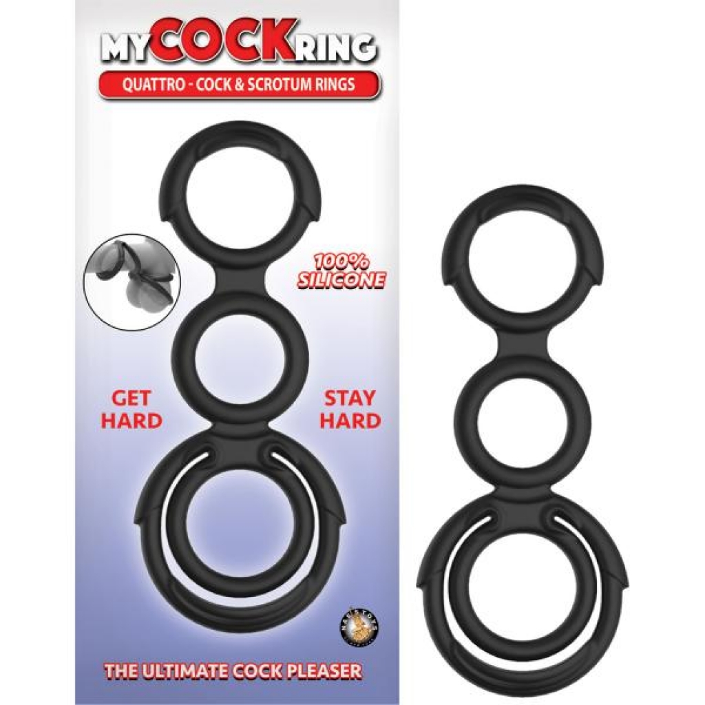 My Penisring Quattro-penis & Scrotum Rings Black