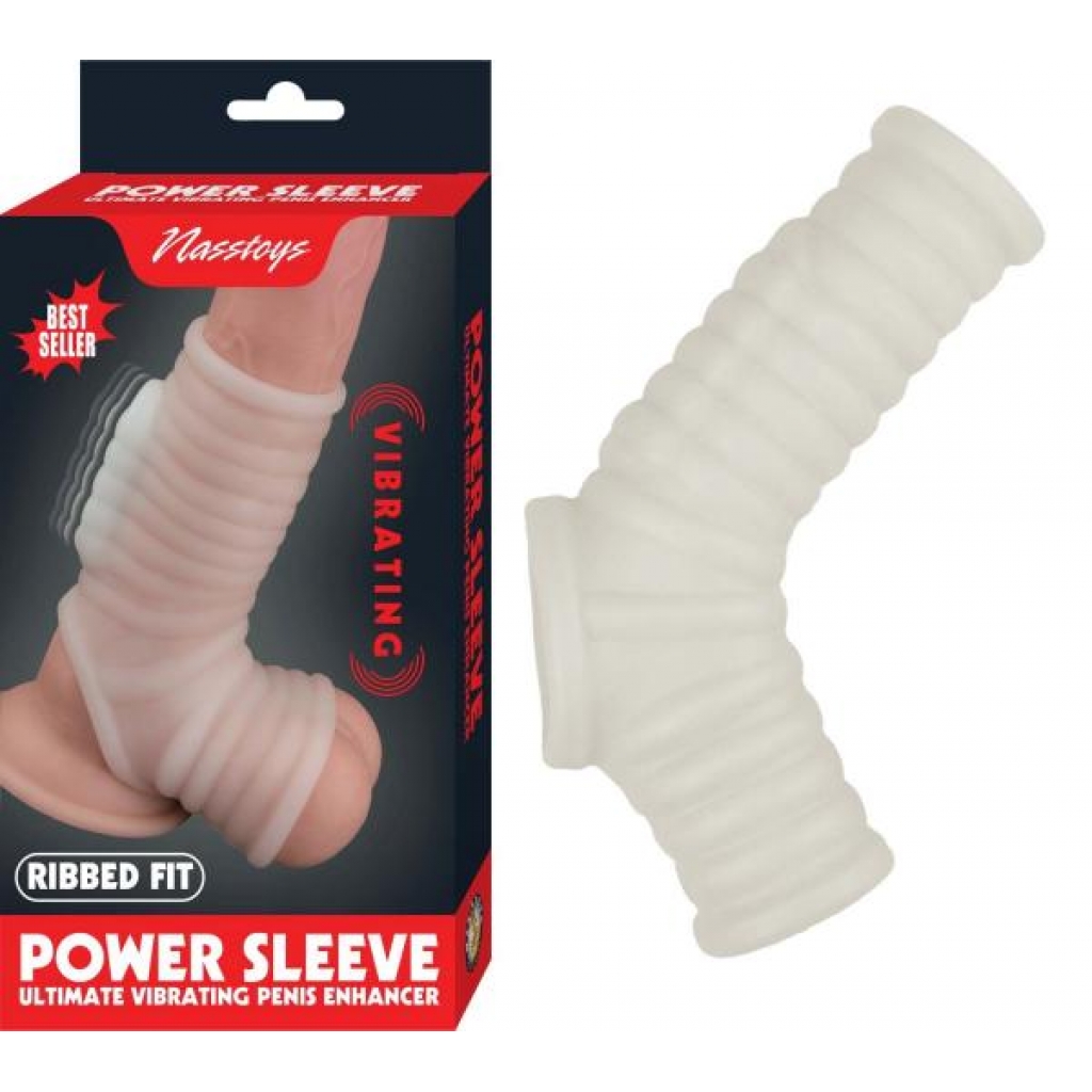 Vibrating Power Sleeve Ribbed Fit White