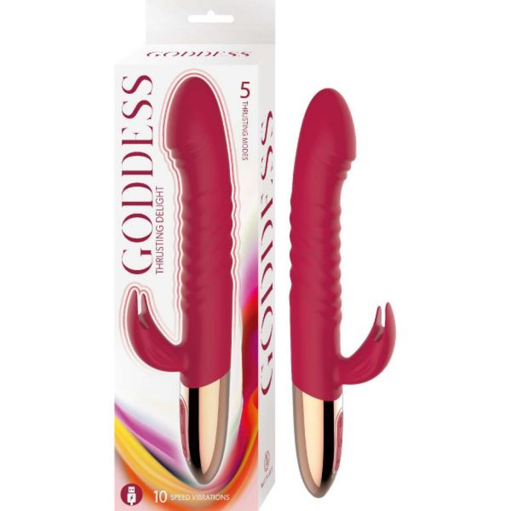 Goddess Thrusting Delight Rabbit Style Vibrator - Red