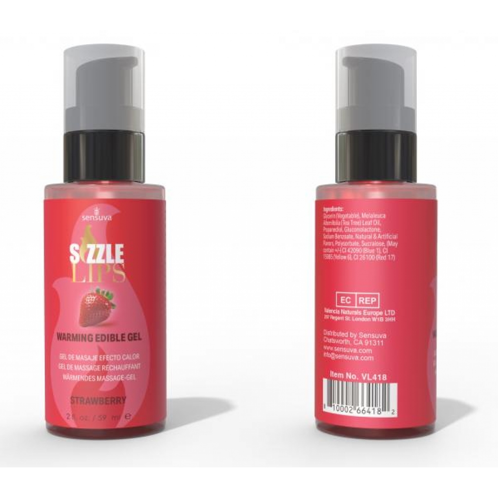 Sizzle Lips Edible Warming Gel - Strawberry (2 oz)