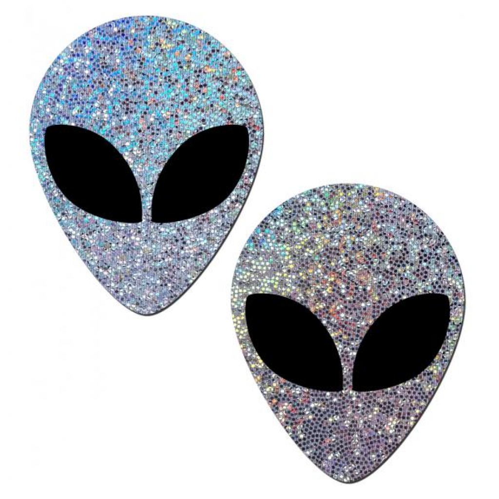 Pastease Silver Glitter Alien With Black Eyes Pasties