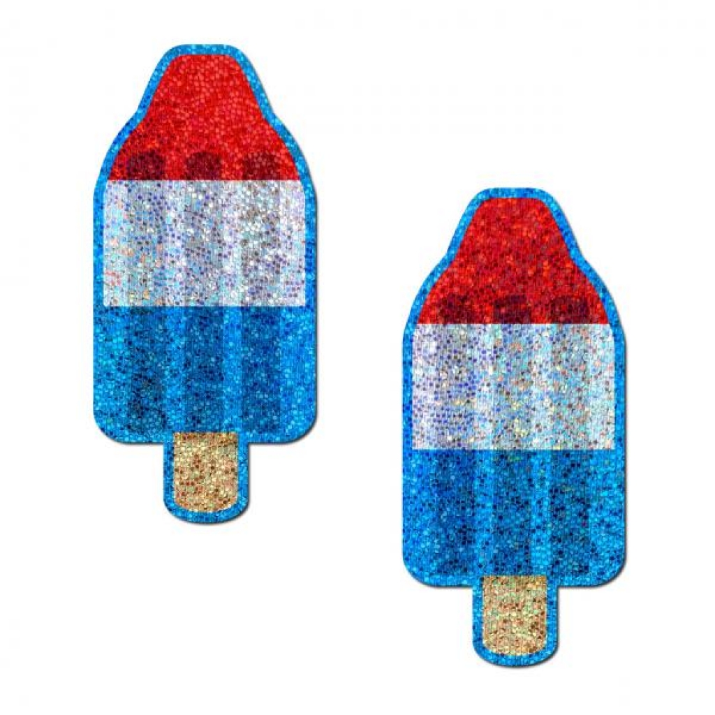 Pastease Red, White & Blue Ice Pop Glitter Nipple Pasties