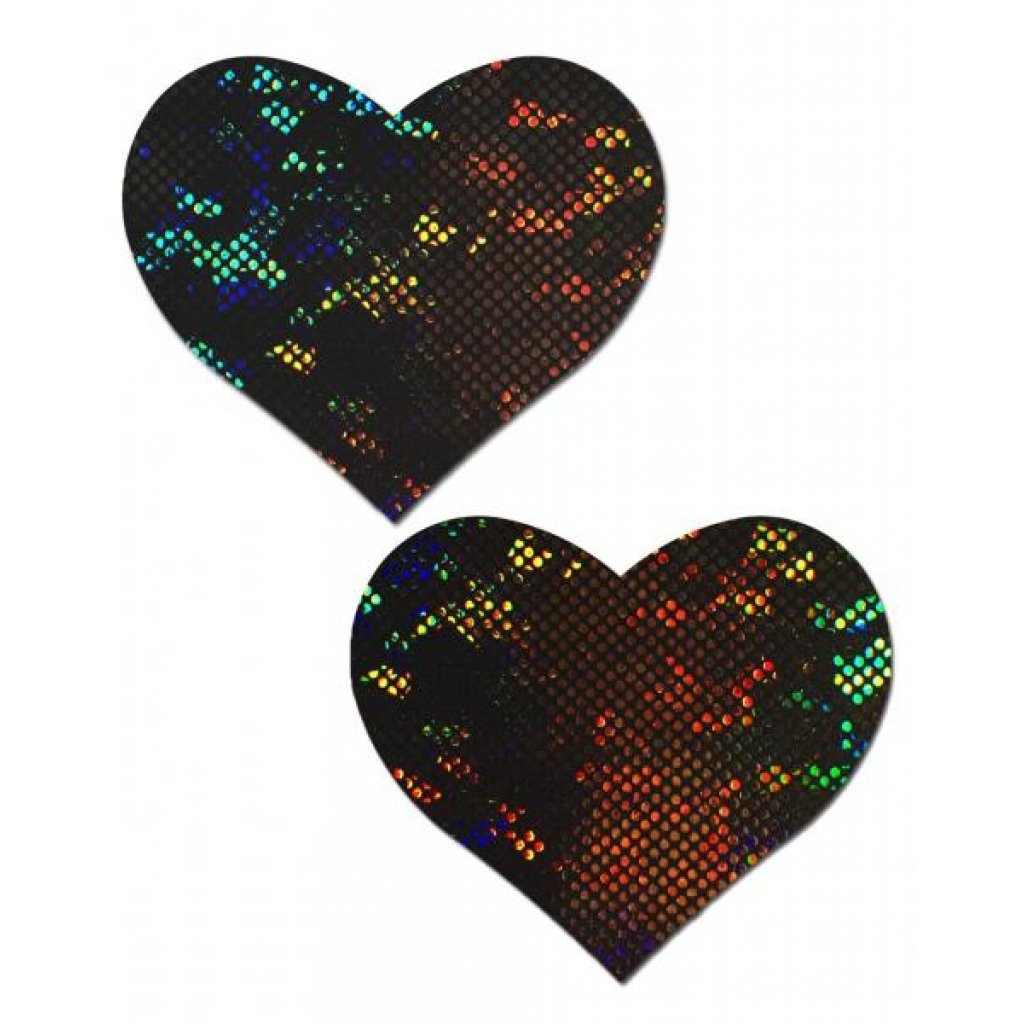 Pastease Love Shattered Glass Disco Ball Black Heart Nipple Pasties