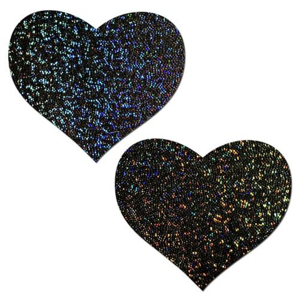 Pastease Glitter Heart Black Nipple Pasties