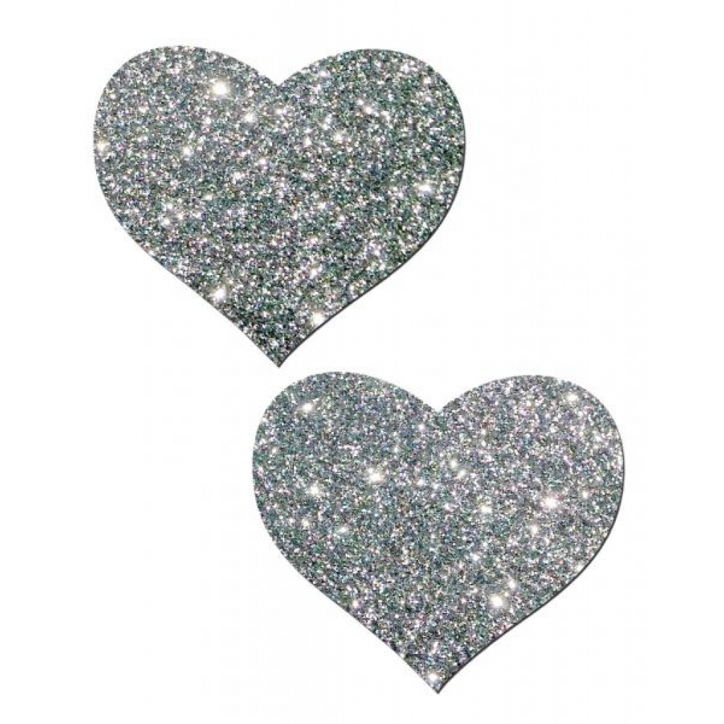 Heart Silver Glitter Pasties - O/S