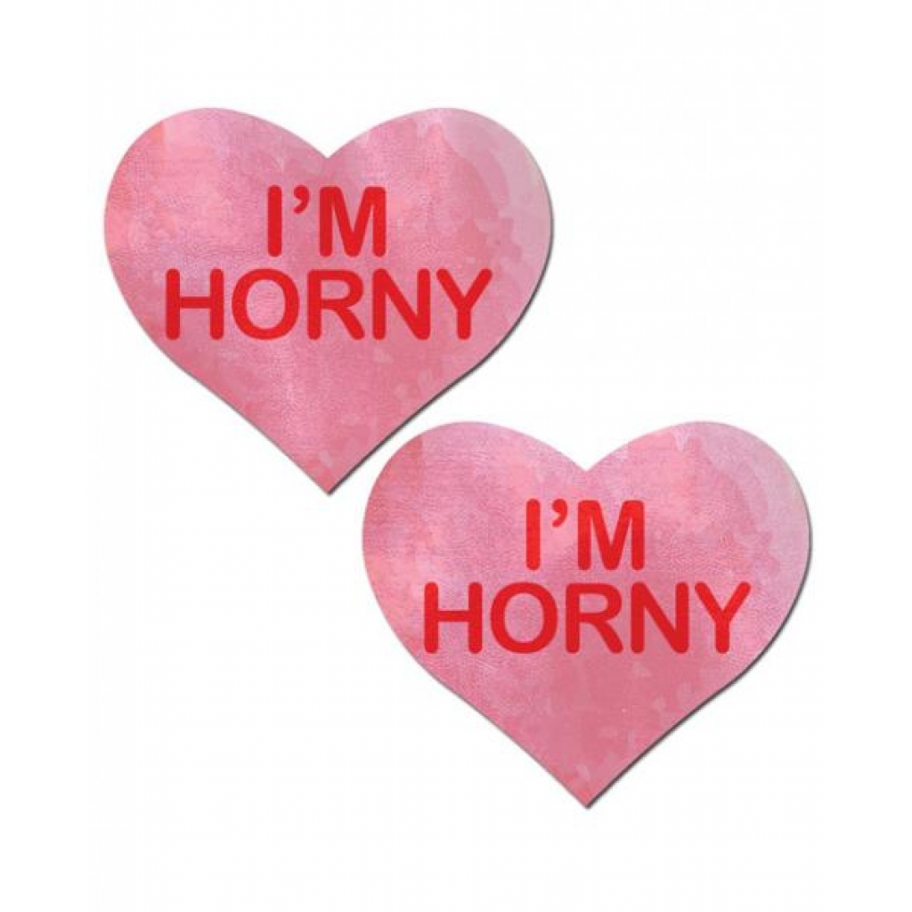 Pastease Love Liquid Pink Heart I'm Horny Nipple Pasties