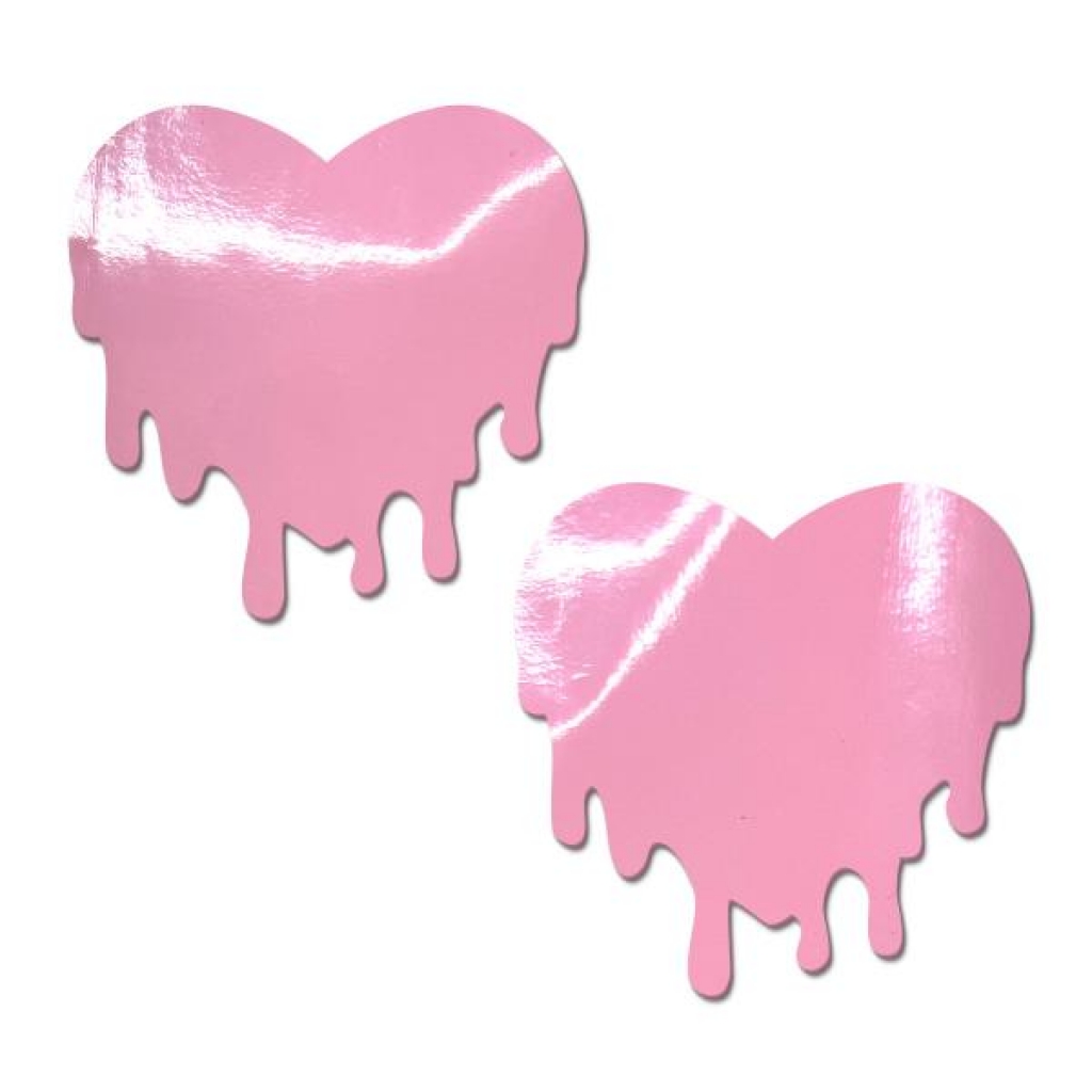 Pastease Faux Latex Baby Pink Melty Hearts Nipple Pasties