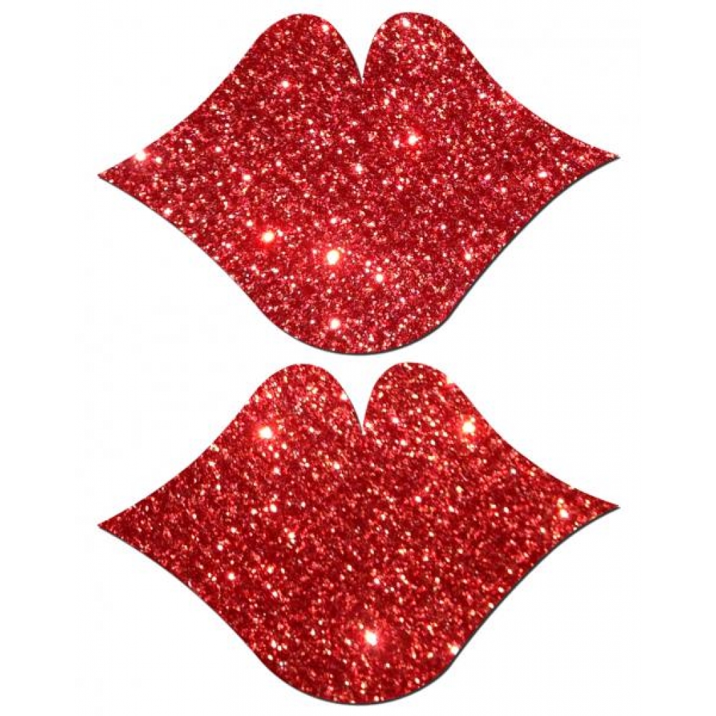 Lips Kisses Red Glitter Pasties: Fun and Flirty