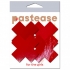 Pastease Petite Plus X Faux Latex Red Crosses - Handcrafted Nipple Pasties