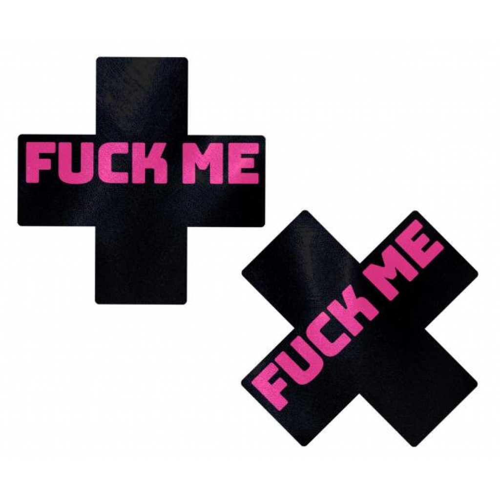 Pastease Liquid Black Cross with Pink F*ck Me Pasties