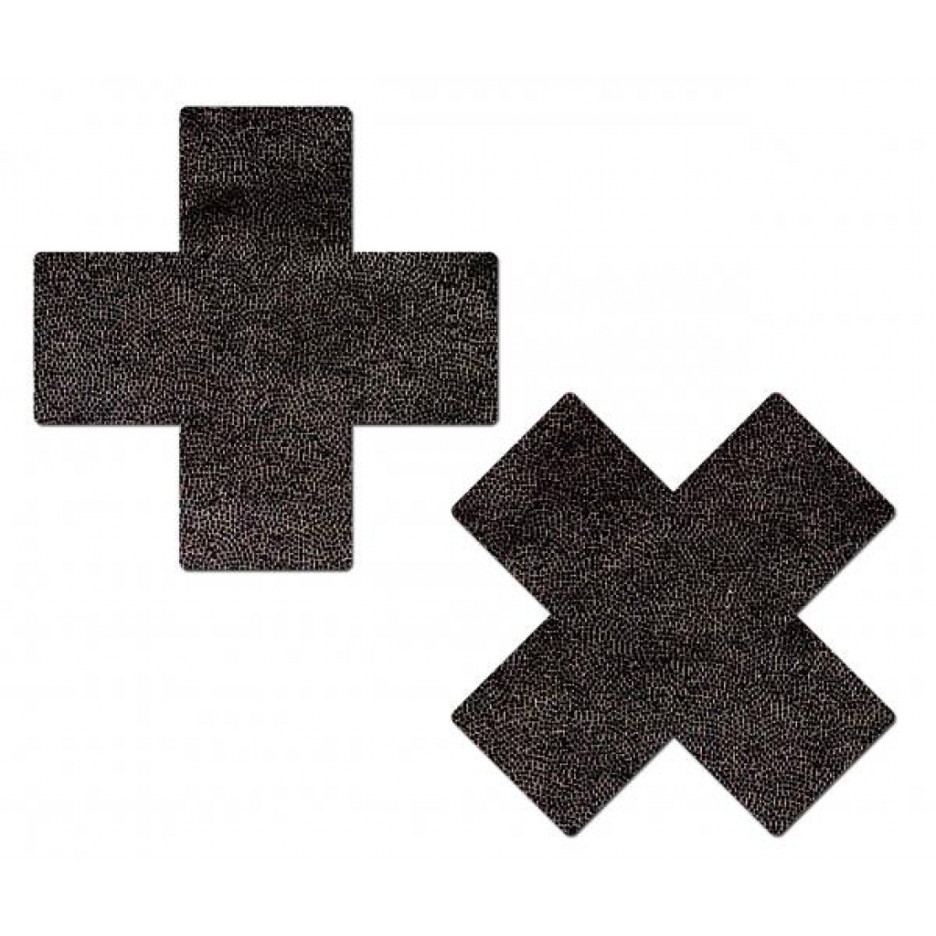 Edgy Liquid Black Cross Nipple Pasties