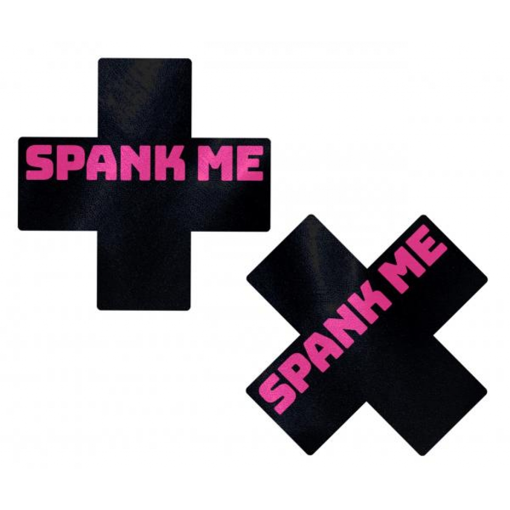 Pastease Liquid Black Cross Pink Spank Me Pasties